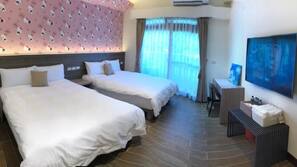 Blackout drapes, free WiFi, linens