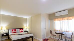 Desk, iron/ironing board, rollaway beds, linens