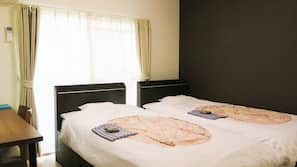 Desk, free WiFi, bed sheets