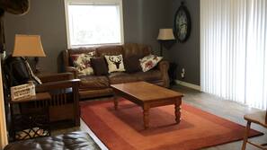 TV, DVD player, video library