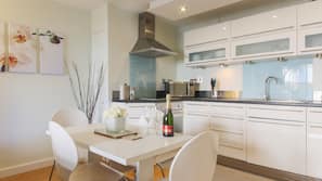 Fridge, microwave, oven, electric kettle