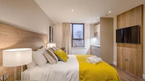 Premium bedding, free WiFi, linens
