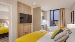Premium bedding, free WiFi, linens