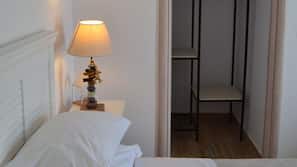 Egyptian cotton sheets, premium bedding, laptop workspace