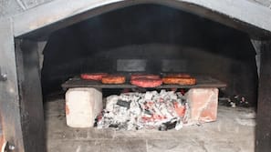 Fridge, microwave, oven, hob
