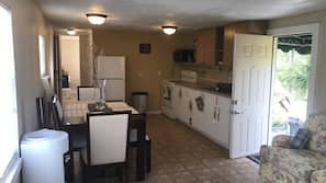 Microwave, coffee/tea maker, cookware/dishes/utensils