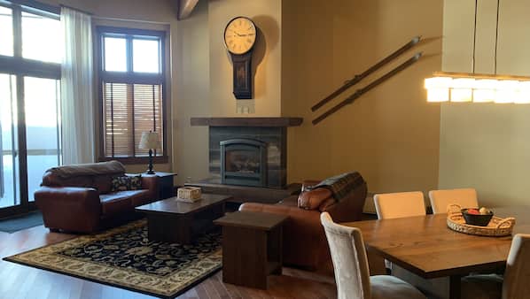 TV, fireplace