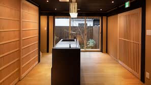 Fridge, microwave, stovetop, electric kettle