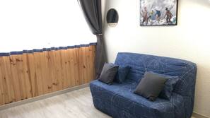 TV, DVD player, books, video library