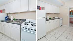 Fridge, microwave, oven, dishwasher