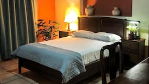 Desk, laptop workspace, free WiFi, bed sheets