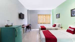 Desk, free WiFi, bed sheets