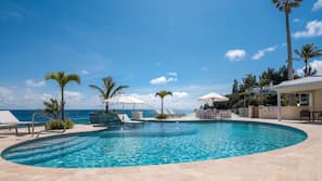 Outdoor pool, open 10:00 AM to 6:00 PM, pool umbrellas, pool loungers