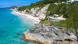 Private beach, white sand, sun-loungers, beach umbrellas