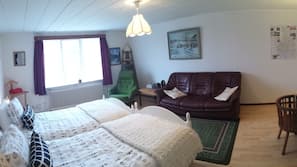 Premium bedding, pillowtop beds, desk, laptop workspace
