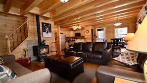 TV, DVD player, video library