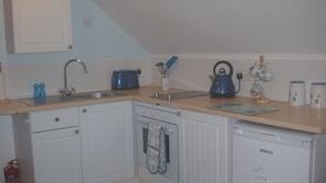 Fridge, oven, hob