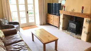 TV, fireplace