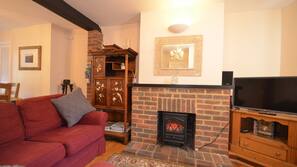 LCD TV, fireplace