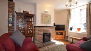 LCD TV, fireplace