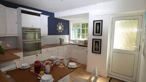 Fridge, dishwasher, high chair, freezer