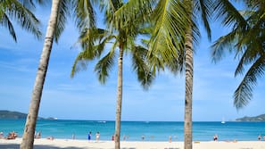 On the beach, white sand