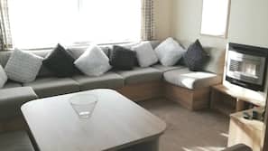 30-inch TV with digital channels, fireplace