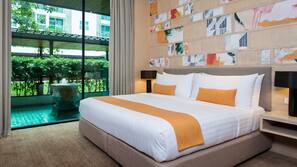 Hypo-allergenic bedding, in-room safe, individually decorated