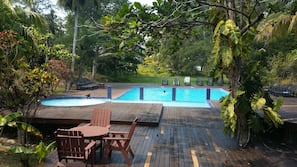 Outdoor pool, pool loungers