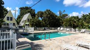 Outdoor pool, pool umbrellas