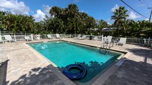 Outdoor pool, pool umbrellas
