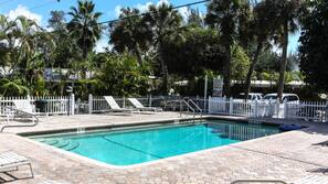 Outdoor pool, pool umbrellas