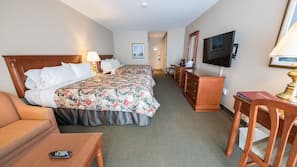 Premium bedding, desk, blackout drapes, iron/ironing board