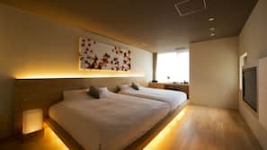 Premium bedding, down comforters, memory foam beds, in-room safe