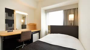 Down comforters, desk, blackout drapes, iron/ironing board