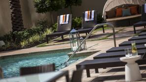 Outdoor pool, open 8:00 AM to 11:00 PM, pool umbrellas, pool loungers