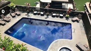 Outdoor pool, pool loungers