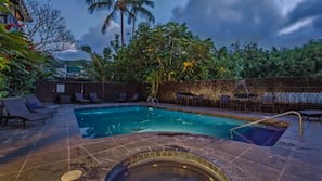Outdoor pool, pool loungers