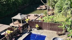 Outdoor pool, pool loungers