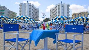 Spiaggia privata, lettini da mare, ombrelloni, teli da spiaggia