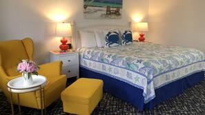Premium bedding, down duvets, blackout curtains, iron/ironing board