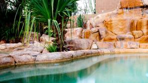 2 outdoor pools, open 6:00 AM to 9:00 PM, pool loungers