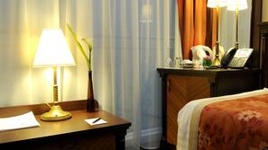 Pillow-top beds, minibar, in-room safe, desk