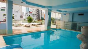 Outdoor pool, pool loungers