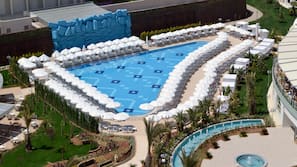 Indoor pool, 3 outdoor pools, pool umbrellas, sun loungers