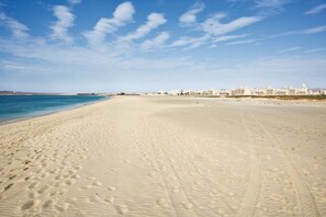 Beach nearby, sun loungers, beach umbrellas, beach volleyball