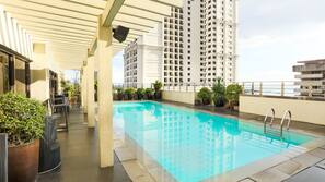 Outdoor pool, pool loungers