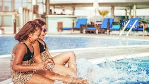 Outdoor pool, pool umbrellas