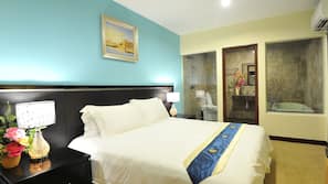 Egyptian cotton sheets, down comforters, minibar, in-room safe