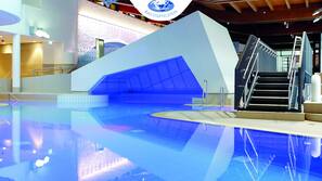 Indoor pool, open 6:30 AM to 10:00 PM, pool loungers